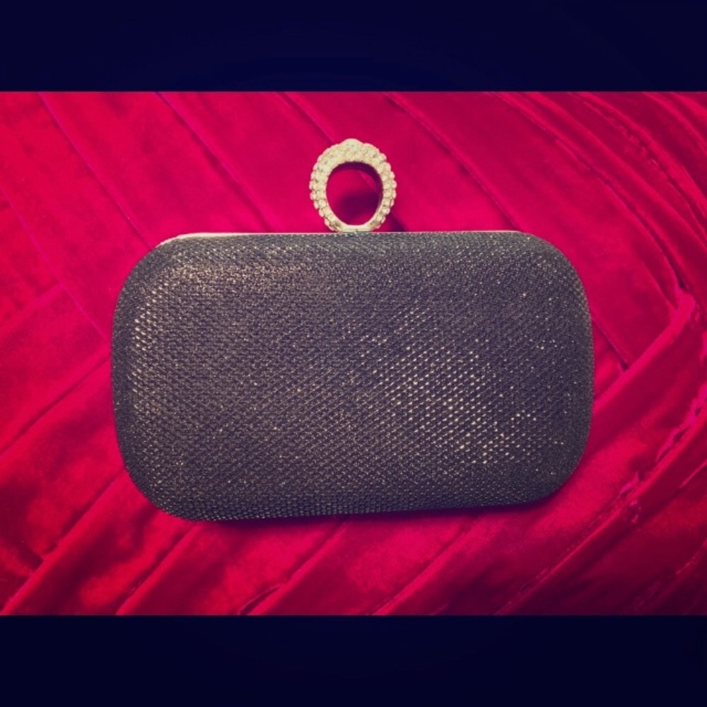 **2/$20** Black gala glam clutch party diamond handle